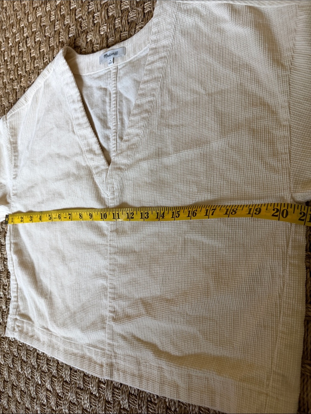 Madewell V-Neck Boxy Cotton Corduroy Pullover Top in Cream sz M - Picture 4 of 10